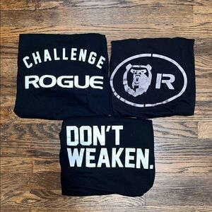 Rogue Fitness Bundle of 3 Black T-Shirts Size Large Limited Edition Challenge